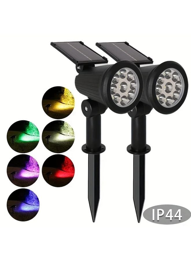 قطعتان من مصباح الحدائق الشمسي بـ 9 مصابيح LED، ضوء ملون، مصب� أرضي شبه مُضمّن من مادة ABS مع قابس - Image 2
