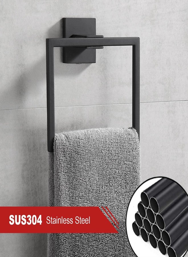 Orlif Bathroom Black Towel Ring SUS 304 Stainless Steel Square Towel Bar，Towel Rack Matte Black Towel Holder Modern Towel Hanger for Bathroom Lavatory Kitchen Wall Mount - Image 3