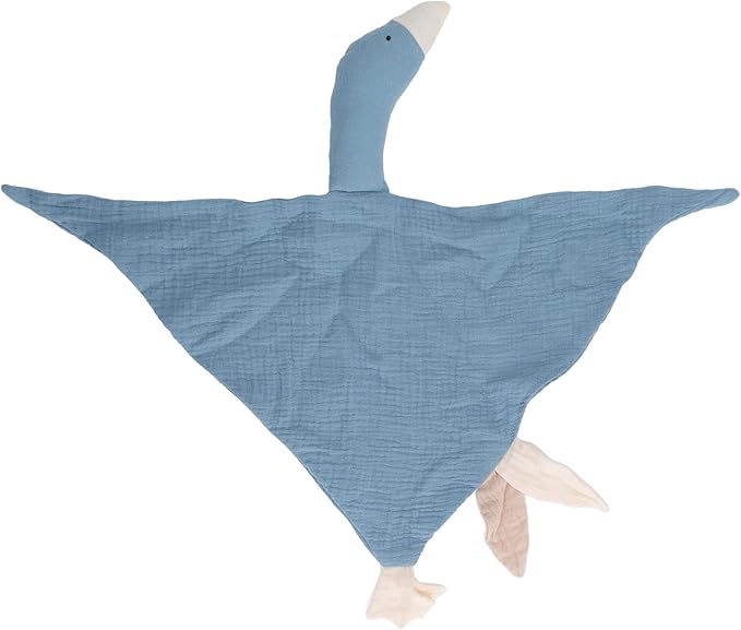 Navy Blue Baby Goose Safety Blanket Soft Breathable Cotton Promotes Fine Motor Development - Image 1