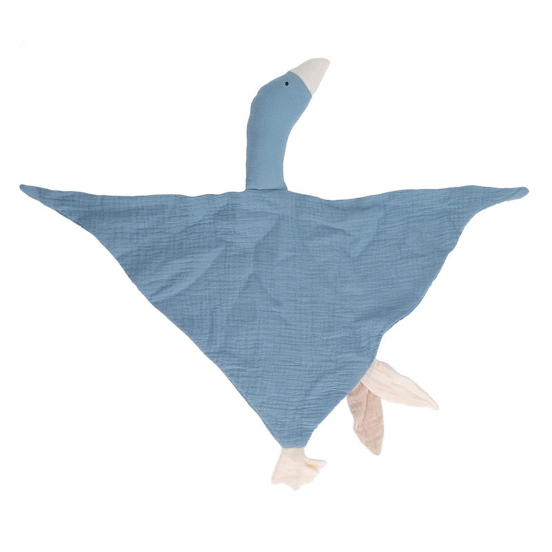Navy Blue Baby Goose Safety Blanket Soft Breathable Cotton Promotes Fine Motor Development - Image 2