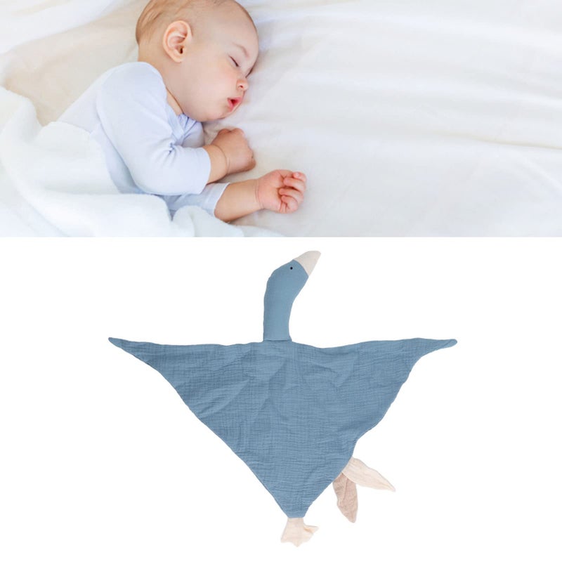 Navy Blue Baby Goose Safety Blanket Soft Breathable Cotton Promotes Fine Motor Development - Image 3