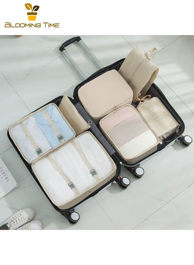 بلومنغ تايم سبعة أكياس تخزين السفر ، أكياس قابلة للطي ، غسل ، ماكياج ، الملابس ، الأحذية ، أكياس التخزين الرقمية ، الرباط الأمتعة ، حقائب السفر - Image 1