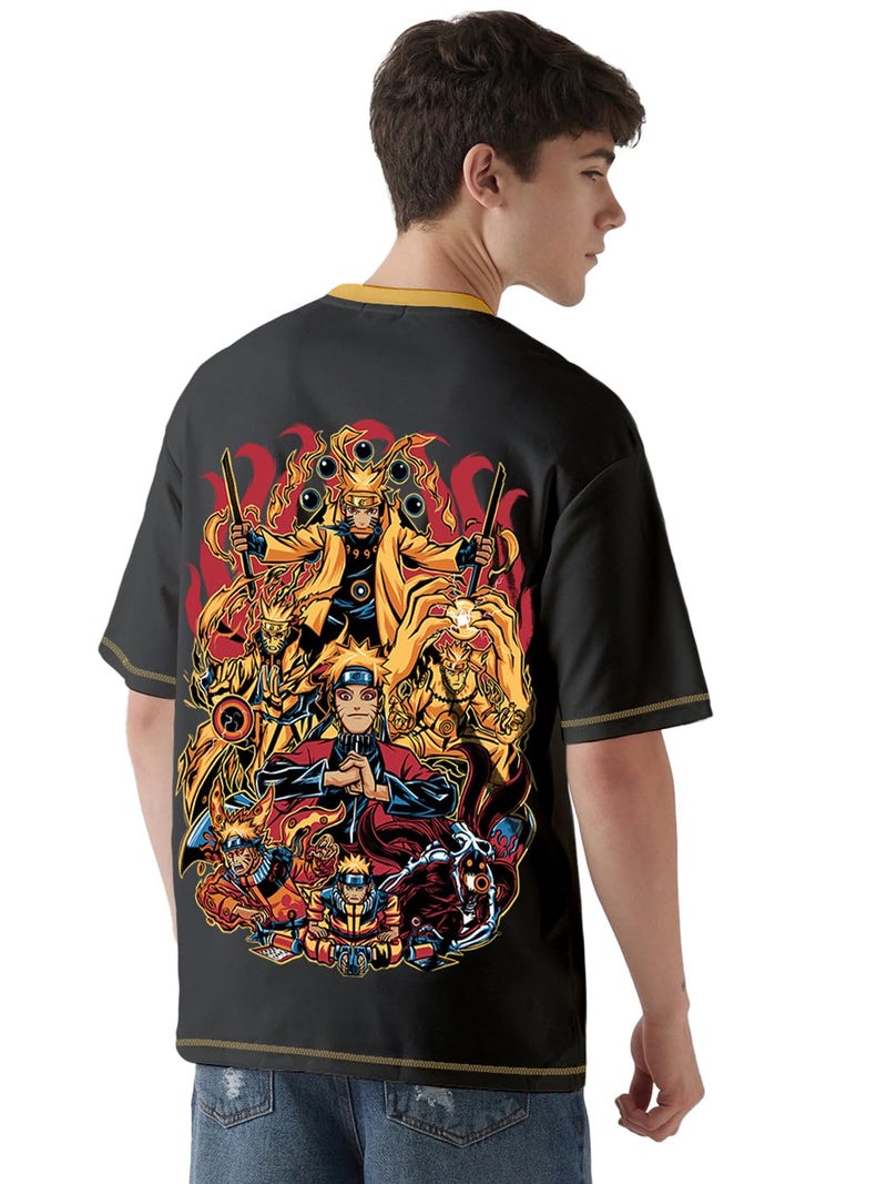 crazymonk Naruto Evolution Printed Anime Oversized T-Shirt - Multi Color - XXL - Image 1