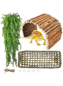 Kathson kathson Reptile Wooden Bridge,Bearded Dragon Hammock Decor Wood Reptile Hideout Hut Terrarium Hanging Plants Climbing Accessories Reptiles Hide Caves for Snake Gecko Lizard Tortoise (3 Pcs)  - Image 1