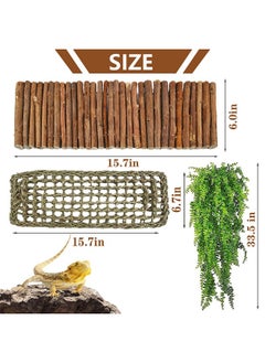 Kathson kathson Reptile Wooden Bridge,Bearded Dragon Hammock Decor Wood Reptile Hideout Hut Terrarium Hanging Plants Climbing Accessories Reptiles Hide Caves for Snake Gecko Lizard Tortoise (3 Pcs)  - Image 3