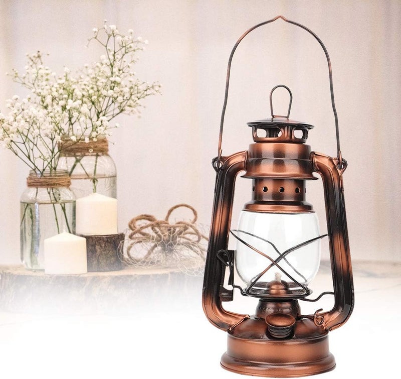comfrt Vintage Kerosene Lamp, Bronze Oil Lamp Iron Oil Hurricane Lamp Hanging Oil Burning Lantern for Indoor Outdoor Garden Patio Decor - Image 1
