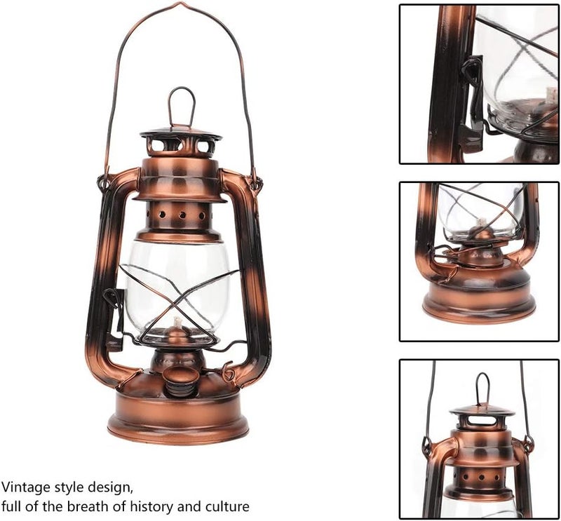 comfrt Vintage Kerosene Lamp, Bronze Oil Lamp Iron Oil Hurricane Lamp Hanging Oil Burning Lantern for Indoor Outdoor Garden Patio Decor - Image 3