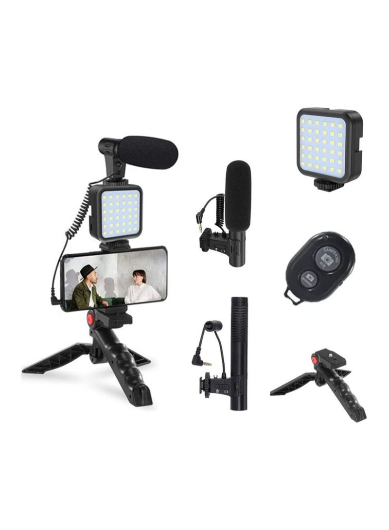 Tripod Holder, Video Kit Accessories, Table Tripod Phone Holder, Microphone LED Video Light Remote Shutter, for Phone Video Recording, for YouTube, for Vlog - Image 1