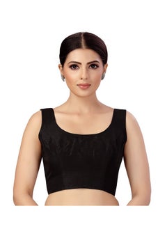 Studio Shringaar Studio Shringaar Women's Readymade Art Silk Sleeveless Saree Blouse (Black, 36)  - Image 1