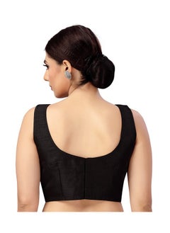 Studio Shringaar Studio Shringaar Women's Readymade Art Silk Sleeveless Saree Blouse (Black, 36)  - Image 4