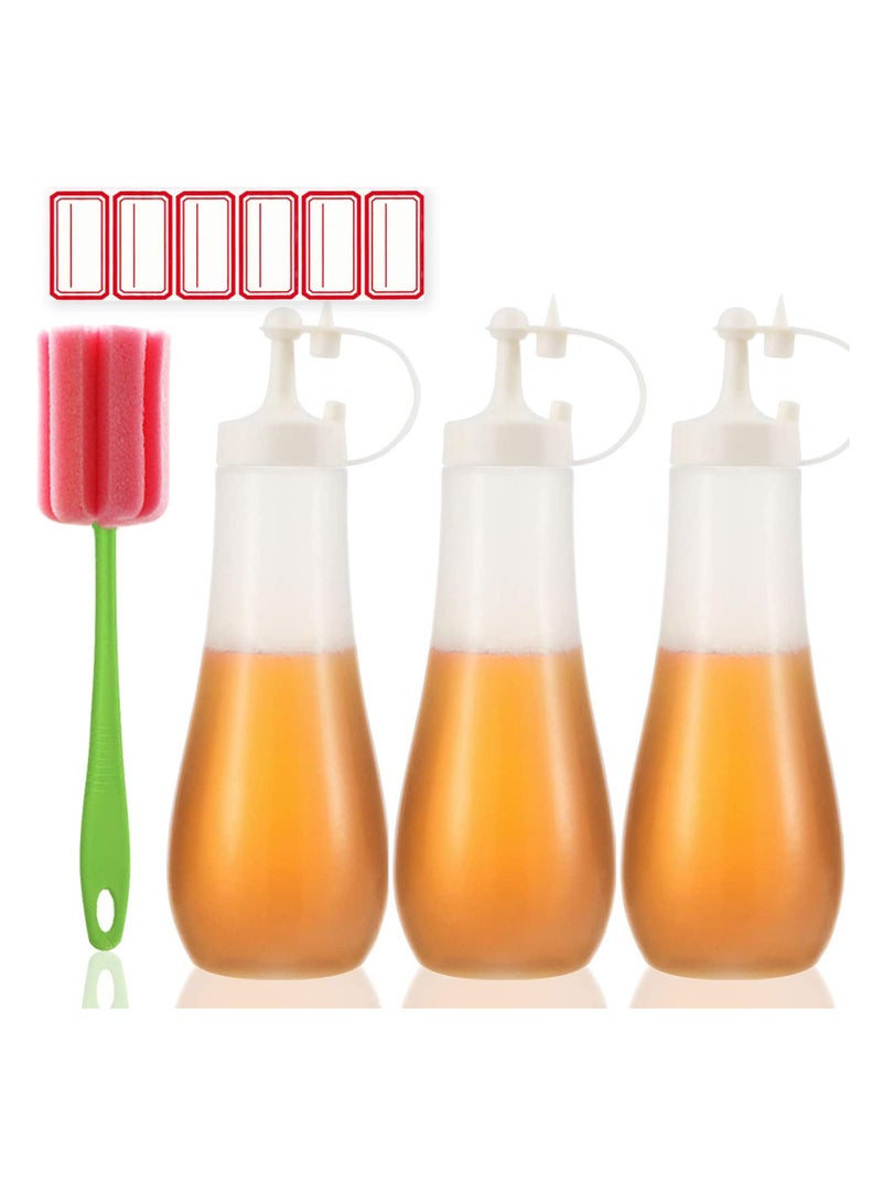 SYOSI Condiment Squeeze Bottle Sauce Squeeze Squirt Bottle for Kitchen Plastic Syrup Salad Dressing Container Food Dispenser for Oil Ketchup Griddle Hot Sauce Catsup Pancake Art 12 OZ, Pack of 3 - Image 1