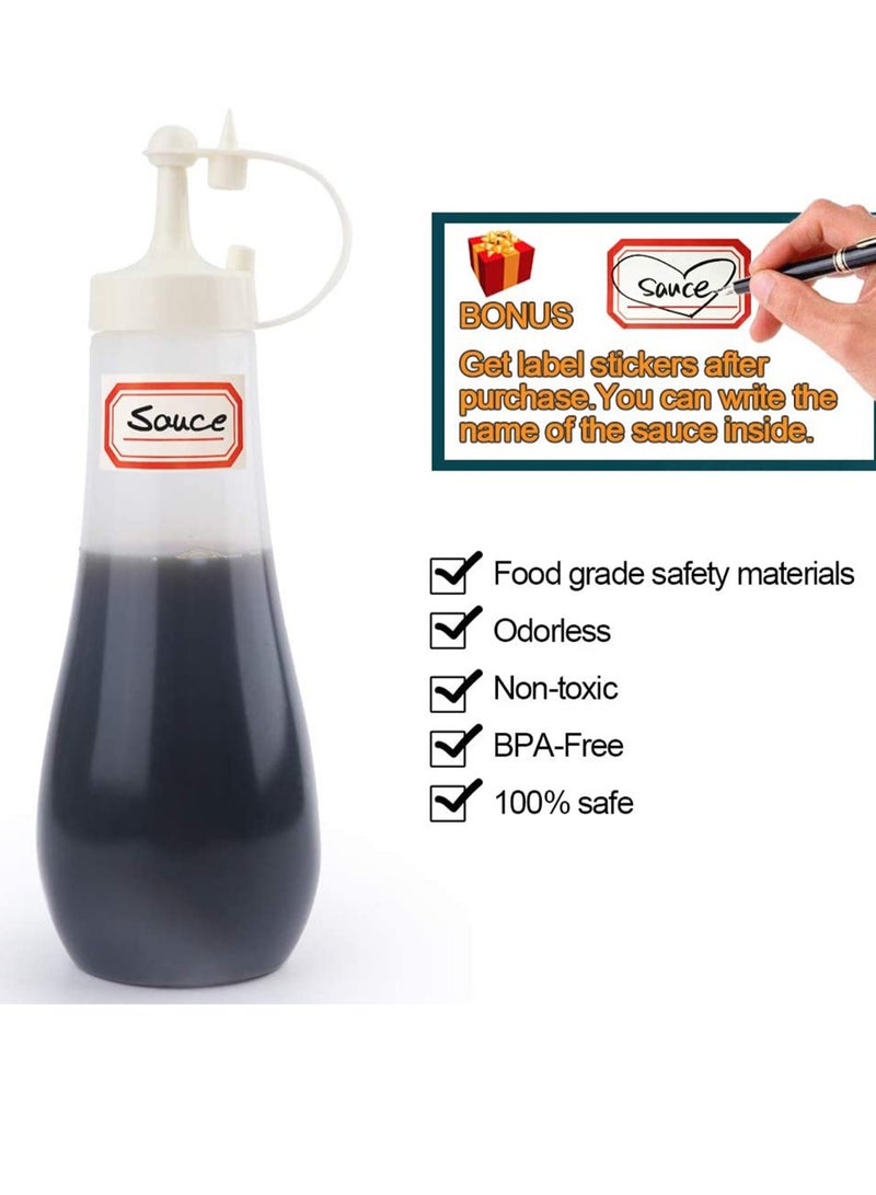 SYOSI Condiment Squeeze Bottle Sauce Squeeze Squirt Bottle for Kitchen Plastic Syrup Salad Dressing Container Food Dispenser for Oil Ketchup Griddle Hot Sauce Catsup Pancake Art 12 OZ, Pack of 3 - Image 3