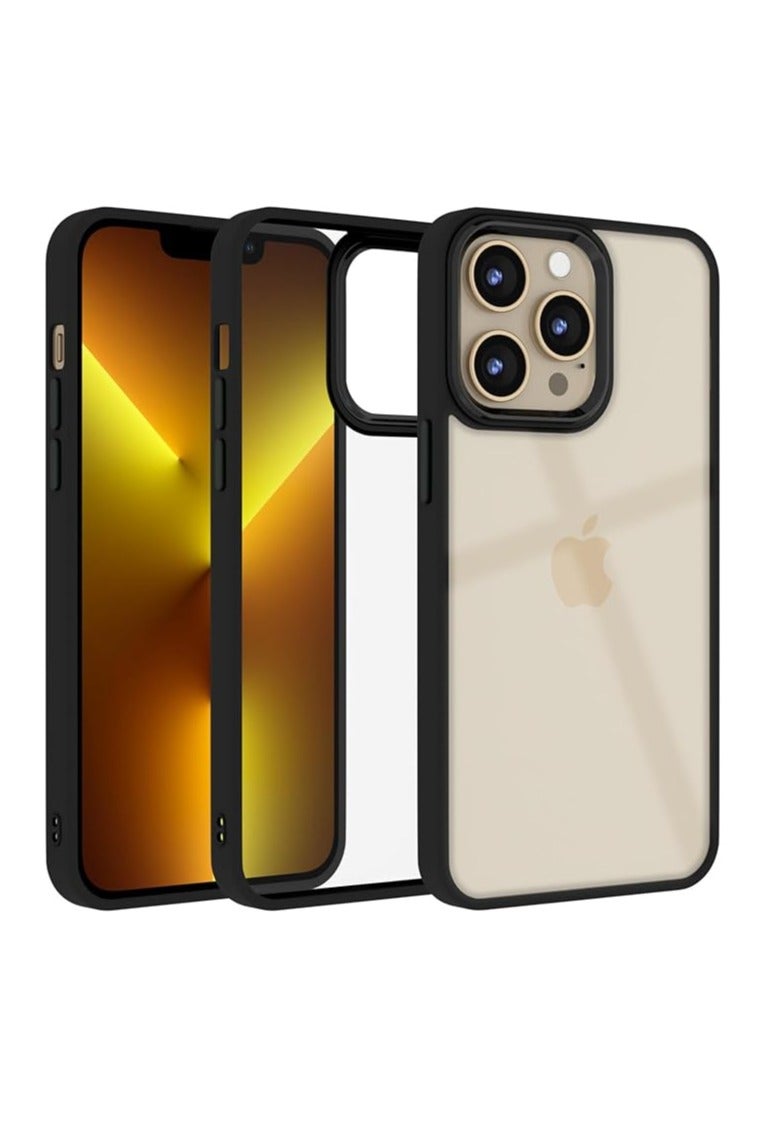 ماجيك ماسك جراب MagicMask لموبايل iPhone 13 Pro – إطار ماسك جامد | ضهر شفاف ضد الاصفرار مع بامبر ضد الصدمات (أسود) - Image 1