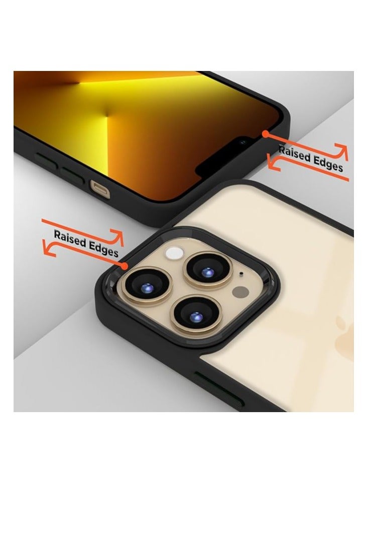 ماجيك ماسك جراب MagicMask لموبايل iPhone 13 Pro – إطار ماسك جامد | ضهر شفاف ضد الاصفرار مع بامبر ضد الصدمات (أسود) - Image 2