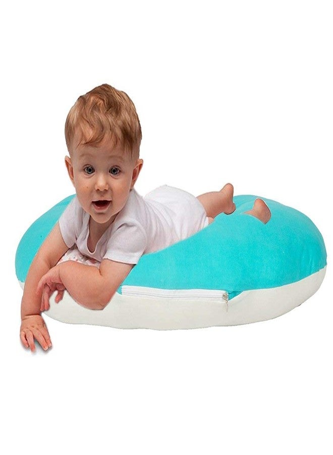 GET IT Cotton 5-in-1 Feeding Pillow with Detachable Cover | New Born Portable Breast Feeding Pillow for Baby | Infant Support for Baby and Mom (Cryan Blue with Beige) - Image 5