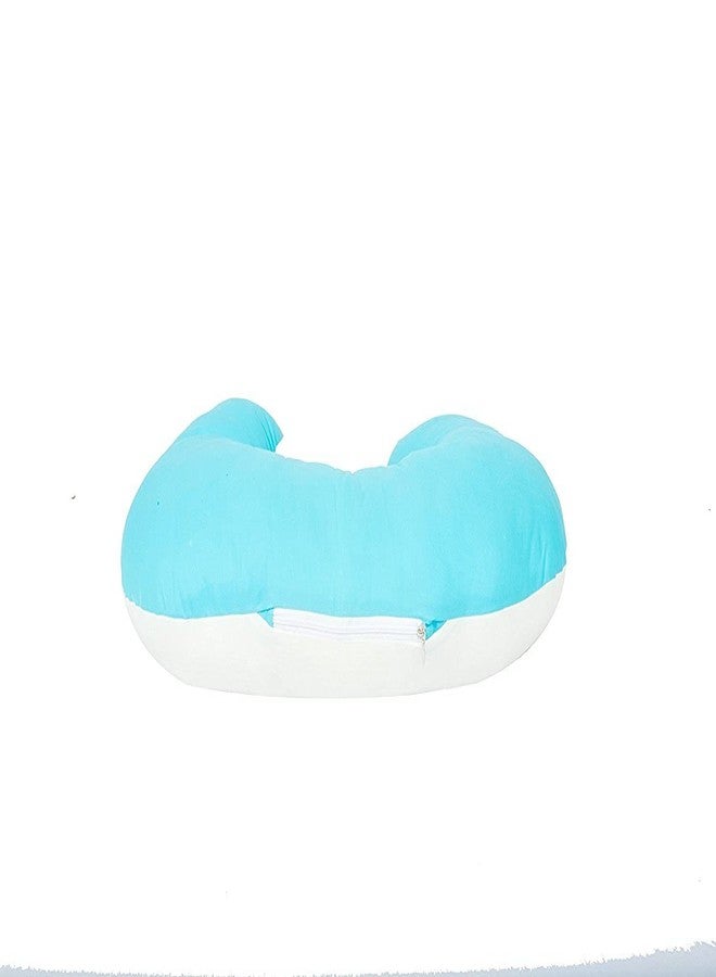 GET IT Cotton 5-in-1 Feeding Pillow with Detachable Cover | New Born Portable Breast Feeding Pillow for Baby | Infant Support for Baby and Mom (Cryan Blue with Beige) - Image 3