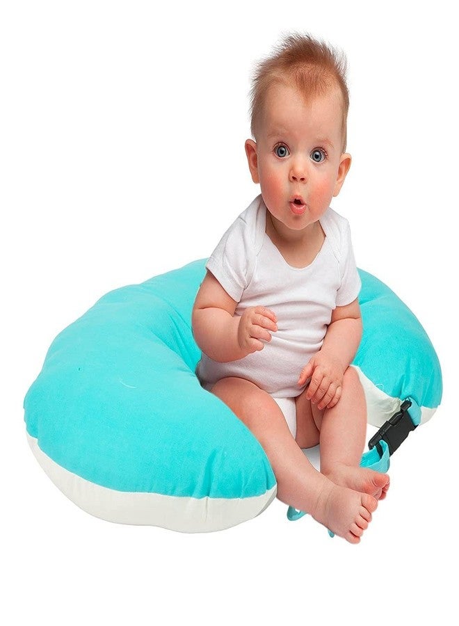 GET IT Cotton 5-in-1 Feeding Pillow with Detachable Cover | New Born Portable Breast Feeding Pillow for Baby | Infant Support for Baby and Mom (Cryan Blue with Beige) - Image 2