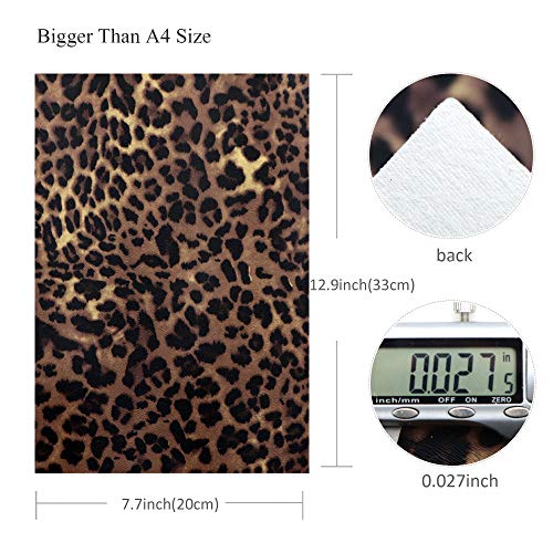 David accessories Leopard Pattern Printed Faux Leather Sheets Synthetic Leather Fabric 3 Pcs 7.7" x 12.9" (20cm x 33cm) Cotton Back for DIY Craft Project (Leopard Printed) - Image 4