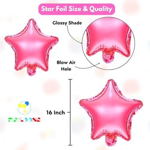 Flyloons Metallic Unicorn Theme Birthday Decoration Kit Pink White for Baby Boys Girls Kids 5 Pcs Unicorn Theme 30 Pcs Pastel Balloons Decoration Set Items 2 Pcs Pink Star - Image 3
