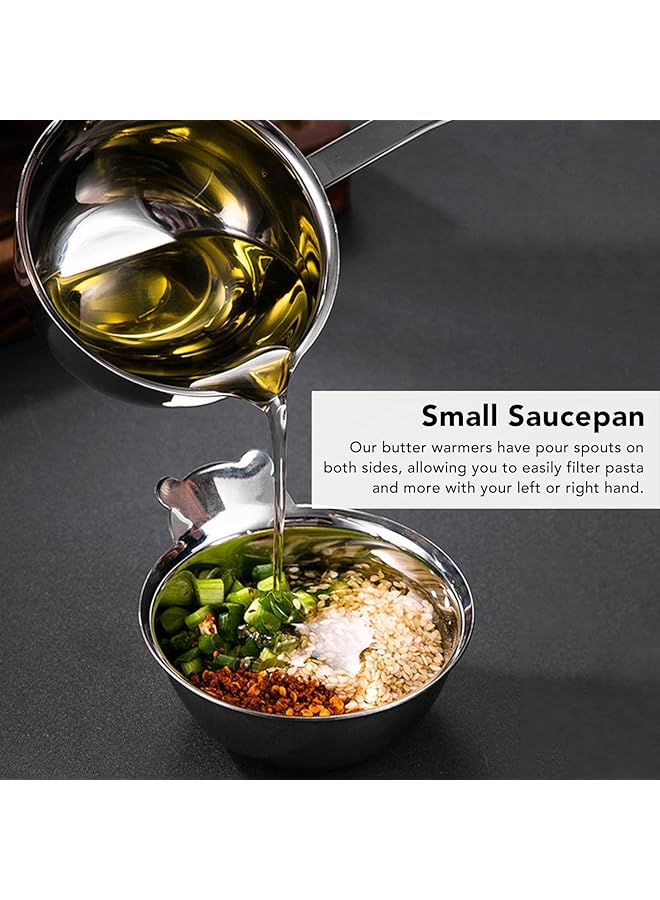 NALACAL قدر حليب صغير، قدر صلصة، سخان زبدة، قدر تذويب زبدة، الكل في واحد بقاعدة مسطحة تعمل بالحث، قدر زبدة صغير ساخن من الفولاذ المقاوم للصدأ، قدر حليب لغلي الحليب والصلصة والمرق والمعكرونة (150 مل) - Image 2