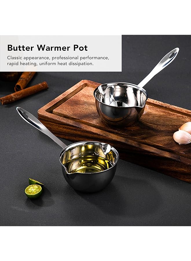 NALACAL قدر حليب صغير، قدر صلصة، سخان زبدة، قدر تذويب زبدة، الكل في واحد بقاعدة مسطحة تعمل بالحث، قدر زبدة صغير ساخن من الفولاذ المقاوم للصدأ، قدر حليب لغلي الحليب والصلصة والمرق والمعكرونة (150 مل) - Image 3