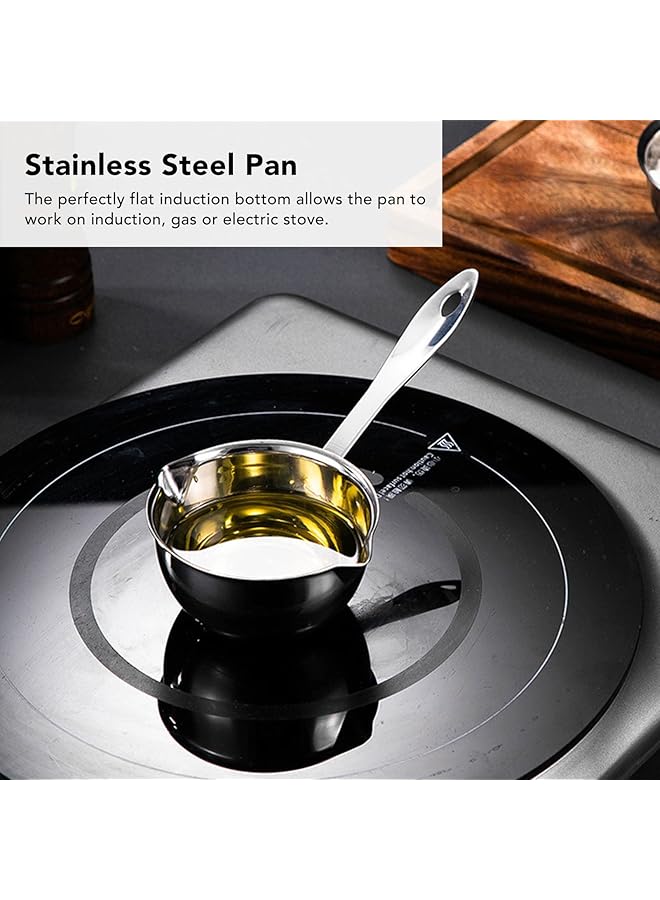 NALACAL قدر حليب صغير، قدر صلصة، سخان زبدة، قدر تذويب زبدة، الكل في واحد بقاعدة مسطحة تعمل بالحث، قدر زبدة صغير ساخن من الفولاذ المقاوم للصدأ، قدر حليب لغلي الحليب والصلصة والمرق والمعكرونة (150 مل) - Image 4