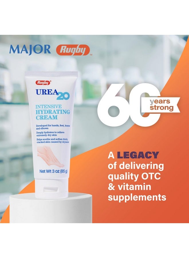RUGBY LABORATORIES - Rugby Urea 20% Intensive Hydrating Cream - Urea Cream for Feet, Hands, Knees, and Elbows - 20% Urea Intensive Strength Cream - 3 Oz - Image 1