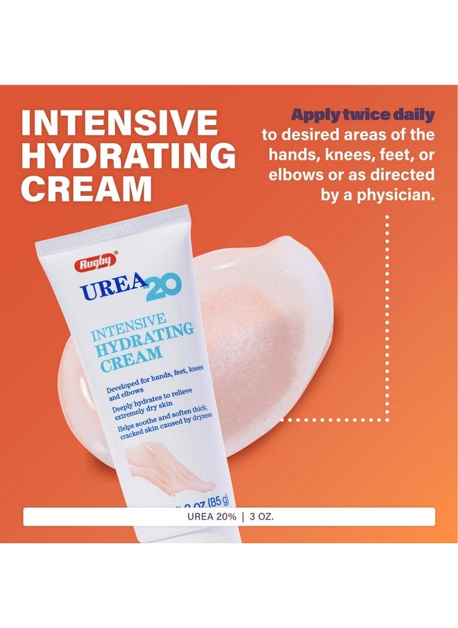 RUGBY LABORATORIES - Rugby Urea 20% Intensive Hydrating Cream - Urea Cream for Feet, Hands, Knees, and Elbows - 20% Urea Intensive Strength Cream - 3 Oz - Image 1