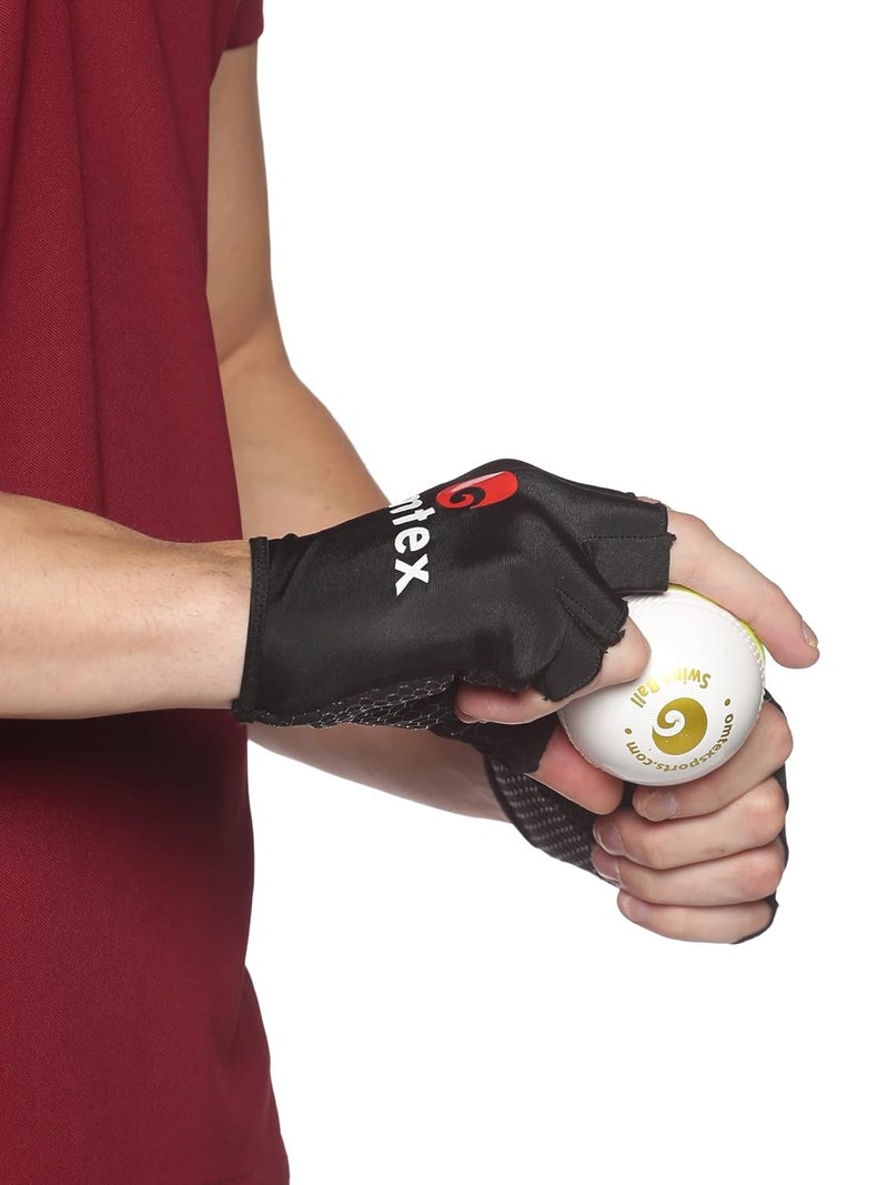 omtex Cricket Finger Cut Catching Fielding Batting Gloves Sweat Absorbent to Enhance Grip and Durability- Black - Medium - Image 4