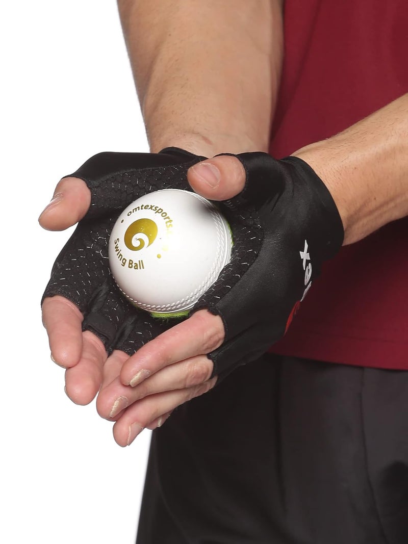 omtex Cricket Finger Cut Catching Fielding Batting Gloves Sweat Absorbent to Enhance Grip and Durability- Black - Medium - Image 3