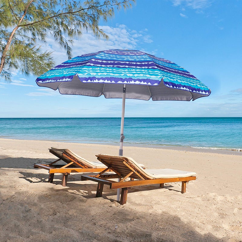 Blissun 7.2' Portable Beach Umbrella with Sand Anchor, Tilt Pole, Carry Bag, Air Vent, Green - Image 3