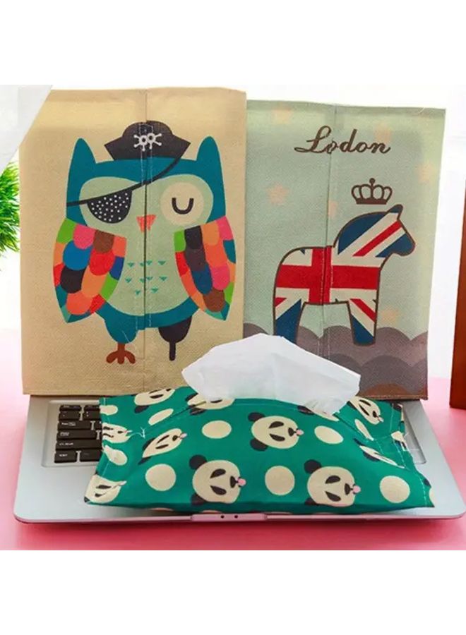 غطاء علبة مناديل حيوان كرتوني عشوائي الألوان تصميم الباندا والأسد والقرد ديكور المنزل والسيارة - Image 4