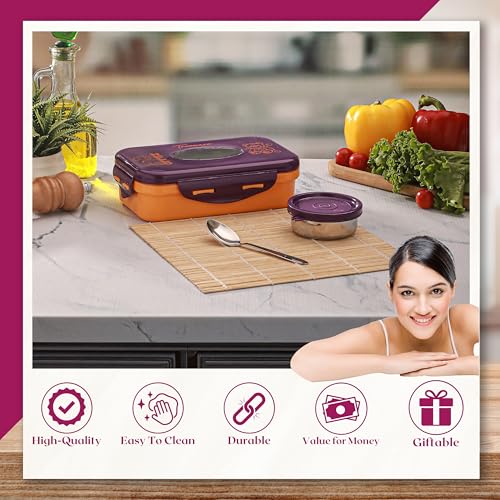 Trueware Alfa Insulated Inner Steel Thermoware BPA Free, Airtight, Food Grade, 2 Containers Lunch Box 700 ML - Image 2