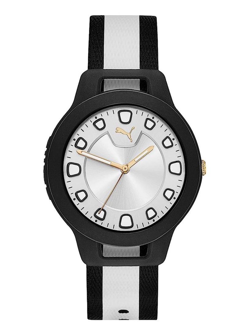 PUMA Reset V1 Analog Quartz Watch for Women With Silver & Black Nylon Band -3 ATM - PU P1022 - Image 1