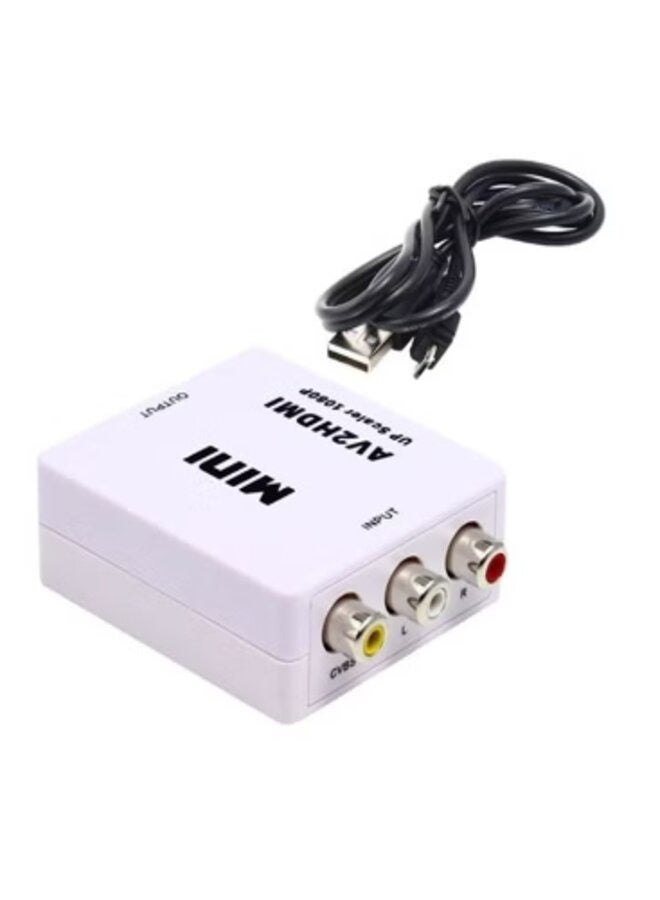 Mini AV2HDMI Composite CVBS Adaptor Converter White  - Image 1