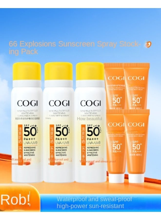 Whitening Sunscreen Spray 3-pack, Face And Body Sun Protection, Small Yellow Hat Uv Defense Spray - Image 1