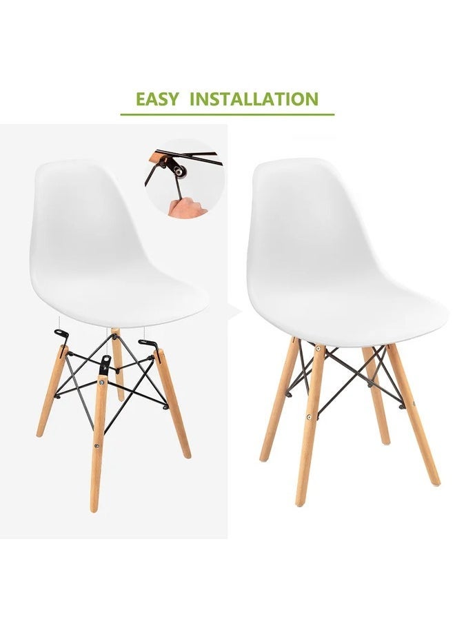Aralifes Modern Plast Style Plastic Dining Chair Mid Century Modern DSW Chair, Shell Lounge Plastic Chair with Natural Wooden Legs for Office, Kitchen, Dining, Bedroom, Living Room Side Chair White  - Image 5