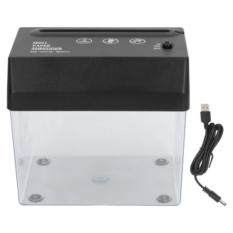 Mini Paper Shredder: 5.9in x 4.33in x 5.7in Desktop Size - High Security Strip Cut Shredder for Home Office School Use - Image 1
