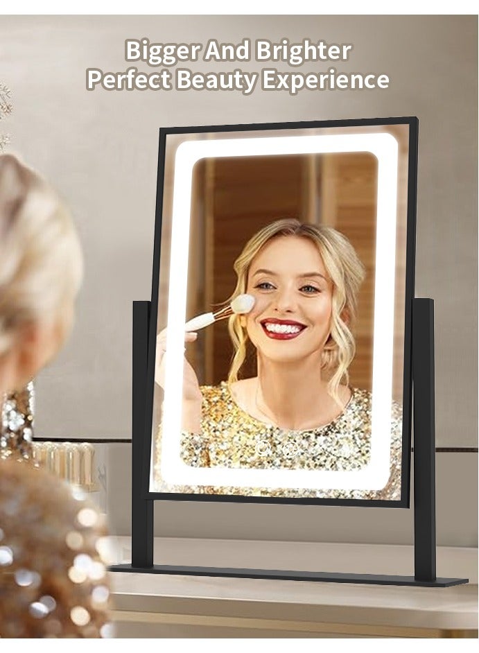 Vanity Mirror With Light，40CM high,LED Makeup mirror 360 ° rotation，Wired,touch control,three-color dimming mode，adjustable brightness suitable for bedroom dressing table(black)  - Image 2