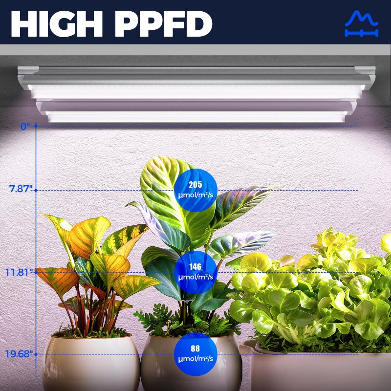 Barrina Grow Light, 96W(4 x 24W, 600W Equivalent), 2ft T8, Super Bright, Full Spectrum Sunlight Plant Light, LED Grow Light Strips, Grow Light Bulbs for Indoor Plants, 4-Pack - Image 3