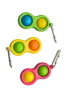 Toyland 3 Pcs Simple Dimple Anti-stress Sensory Fidget Keychain Toy Assorted Color  - Image 2