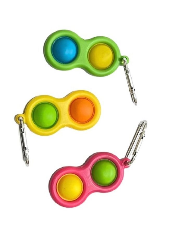 Toyland 3 Pcs Simple Dimple Anti-stress Sensory Fidget Keychain Toy Assorted Color  - Image 2