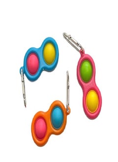 Toyland 3 Pcs Simple Dimple Anti-stress Sensory Fidget Keychain Toy Assorted Color  - Image 3