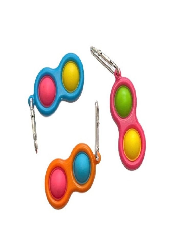 Toyland 3 Pcs Simple Dimple Anti-stress Sensory Fidget Keychain Toy Assorted Color  - Image 3