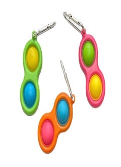 Toyland 3 Pcs Simple Dimple Anti-stress Sensory Fidget Keychain Toy Assorted Color  - Image 1