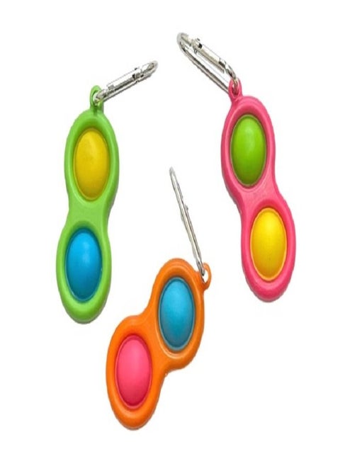 3 Pcs Simple Dimple Anti-stress Sensory Fidget Keychain Toy Assorted Color