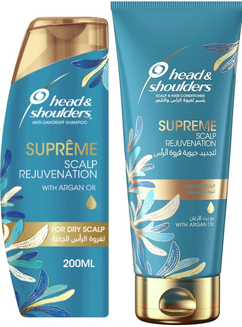 Head & Shoulders Supreme Set For Dry Scalp Rejuvenation with argan oil - Anti-Dandruff Shampoo  200ml + scalp and hair conditioner 200ml - Image 1