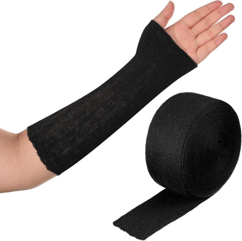 Nuanchu Cotton Stockinette Tubular Elastic Bandage Cast Sleeve Roll Elastic Wrap Tube Bandages Comfortable Cast Stockinette for Arm Leg Knee Prewrap(Black,2 Inch X 5.47 Yard)
