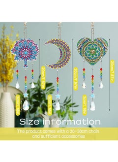 Generic 3 PCS DIY Datura Flower Moon Diamond Painting Wind Chime Bedroom Window Decoration Pendant Handmade Gift Ramadan Decoration  - Image 3