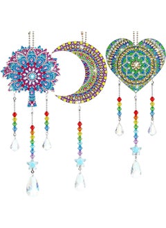 Generic 3 PCS DIY Datura Flower Moon Diamond Painting Wind Chime Bedroom Window Decoration Pendant Handmade Gift Ramadan Decoration  - Image 1